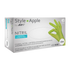 Einmal-Nitrilhandschuhe in apfelgrüner Verpackung mit Handschuhabbildung.