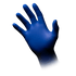 Langer blauer Nitrilhandschuh, Med-Comfort blue 300, Größe XL, am Handmodell.