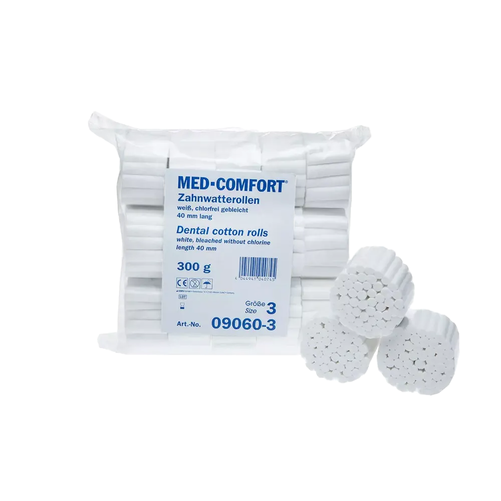 Zahnwatterollen Größe 2 aus chlorfrei gebleichter Baumwolle, 300 g Packung.
