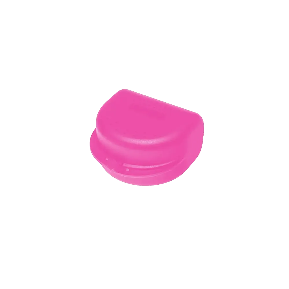Rosa Zahnspangenbox aus Polypropylen für Erwachsene.