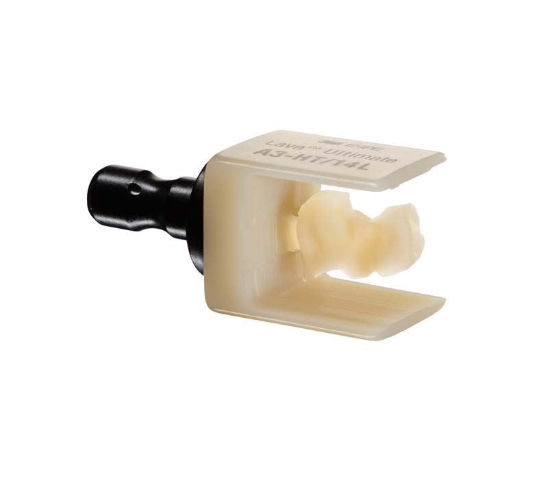 Lava™ Ultimate LT 14L B1 CAD/CAM-Block mit Zahndetailansicht.
