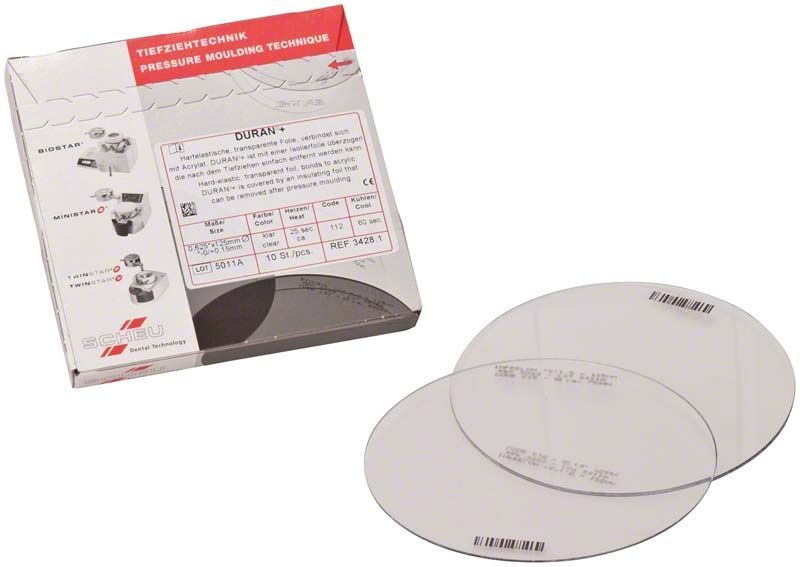 DURAN®plus Tiefziehfolien und Verpackung mit Produktinformationen.