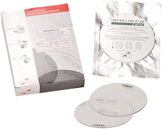 Verpackung und zwei kreisförmige IMPRELON® S pd Scheiben, 3,0x125mm.