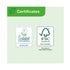 Zertifikate für EU Ecolabel und FSC auf grünem Hintergrund.