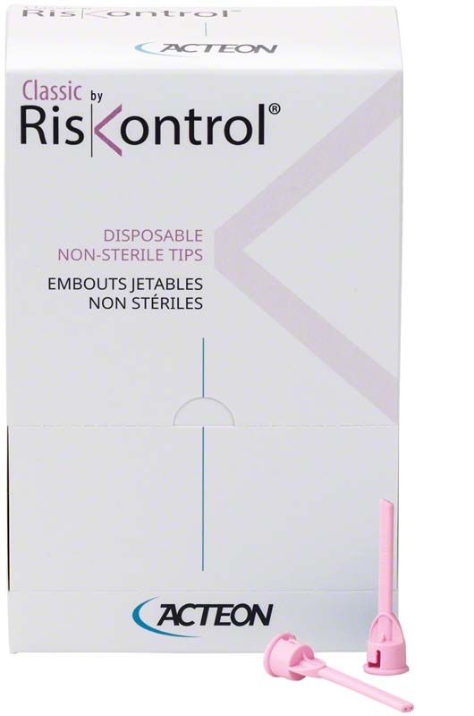 RisKontrol® Classic rosa Einwegansätze für Multifunktionsspritzen in Verpackung.