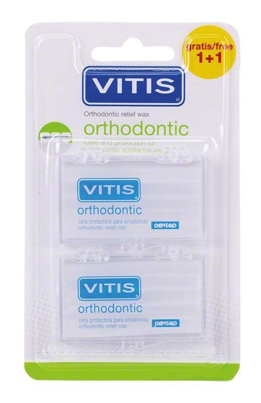 VITIS orthodontisches Wachs in transparenter Verpackung mit blauem Logo.