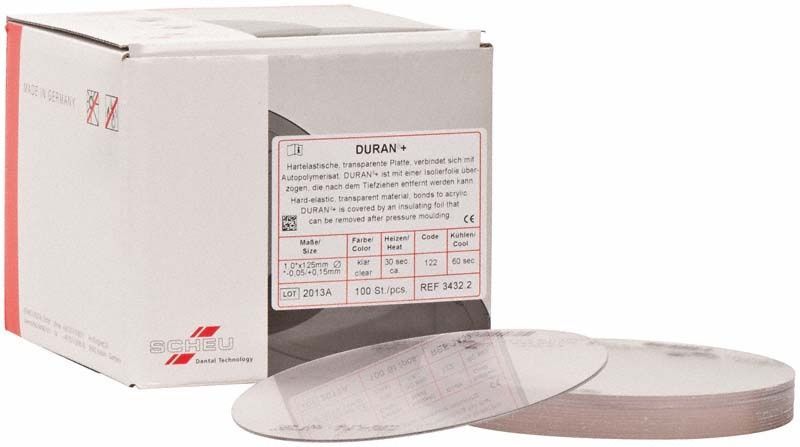 Hochwertige transparente Tiefziehfolien DURAN®plus 100er für dentalen Einsatz.