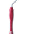 Rosa Interdentalbürste mit ergonomischem Griff und blauer Bürste.