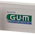 GUM® TRAV-LER® Interdentalbürsten-Box mit Verpackungsdetails in Pink und Grün.