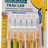 Sechserpack GUM® TRAV-LER® Interdentalbürsten, gelb, auf Blisterkarte.