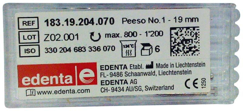 Peeso Wurzelkanalerweiterer 19mm ISO 070 in transparenter Verpackung.