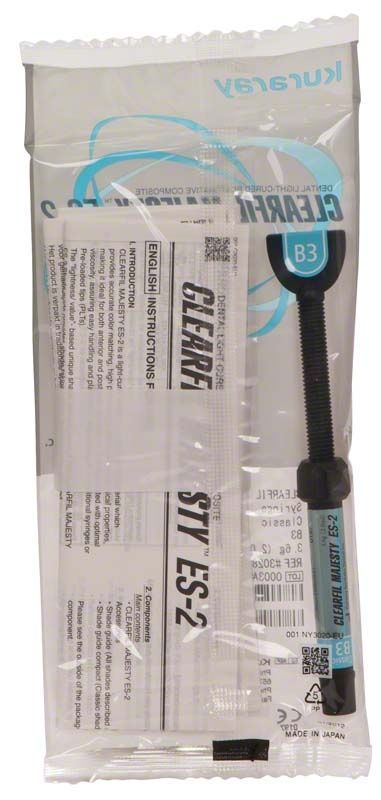 Clearfil Majesty ES-2 Spritze B3 in Originalverpackung mit Produktdetails.