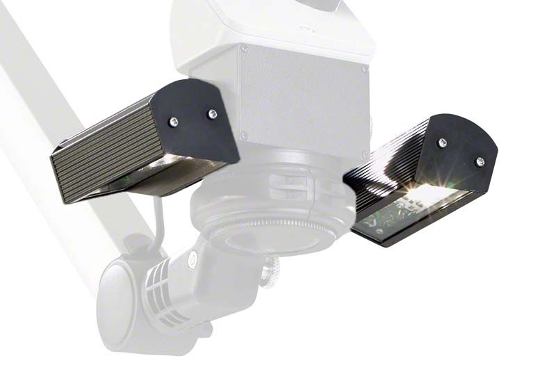 LED-Beleuchtungseinheit für Mobiloskop mit zwei Strahlern in Schwarz.