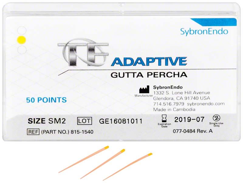 TF Adaptive™ Guttapercha klein, rot, SM3 in Verpackung mit 50 Punkten.