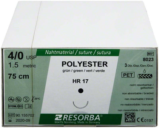Image of RESORBA® Polyester Nahtmaterial HR17 4/0 75cm 36er