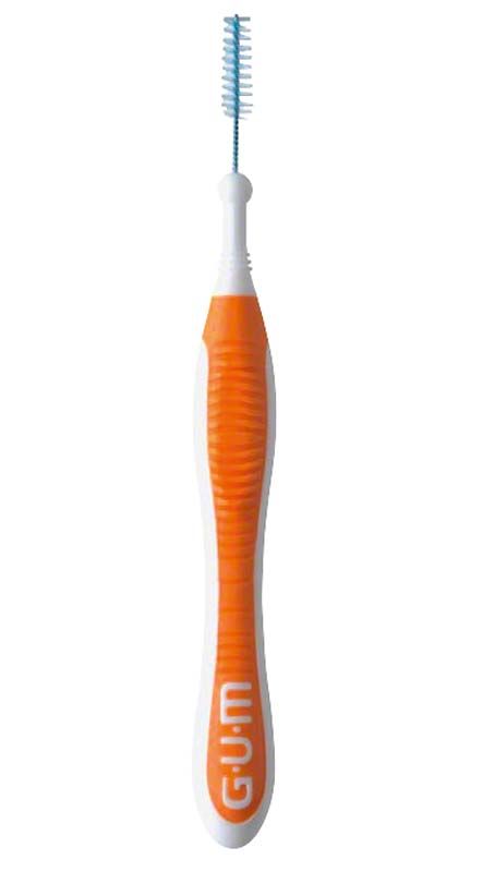 Interdentalbürste mit flexiblem, ergonomischem Griff und blauer Bürste.