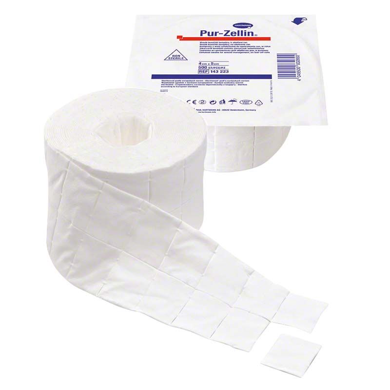 Rolle mit vorgestanzten unsterilen Zellstofftupfern Pur Zellin.