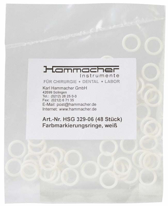 Farbringeset weiß in transparenter Verpackung mit 48 Stück.