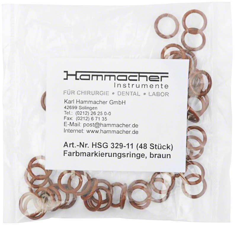 Farbringeset in brauner Farbe, 48 Stück, in transparenter Verpackung.