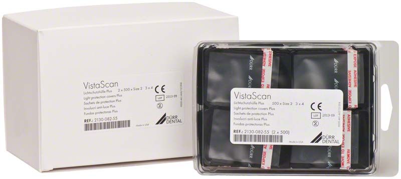 VistaScan Lichtschutzhüllen Plus Gr. 2, 1000er Packung, in Verpackung.