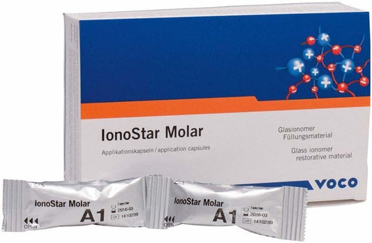 Ionostar Molar AC Kapseln A1 Verpackung mit zwei Einzelkapseln.