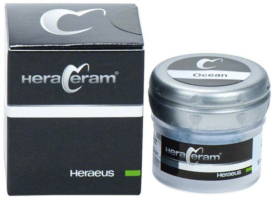 HeraCeram® Stains universal Pulver Ocean Verpackung und Dose mit Produktname.