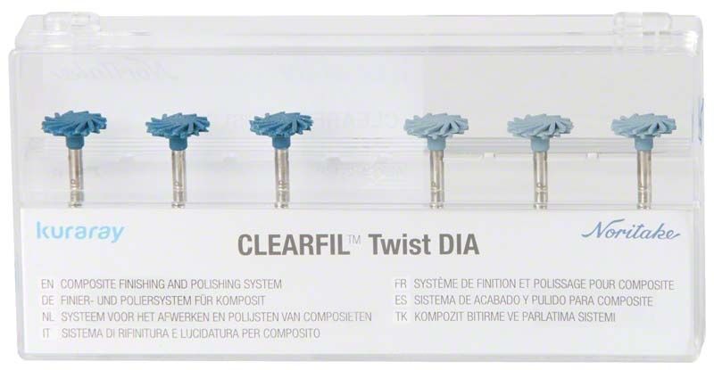 Intro-Kit CLEARFIL™ Twist DIA 10mm mit sechs blauen Polierscheiben.