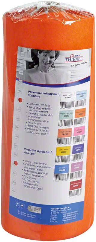 Patienten-Umhang Nr.3 standard dunkelorange, 80 Stück pro Rolle.