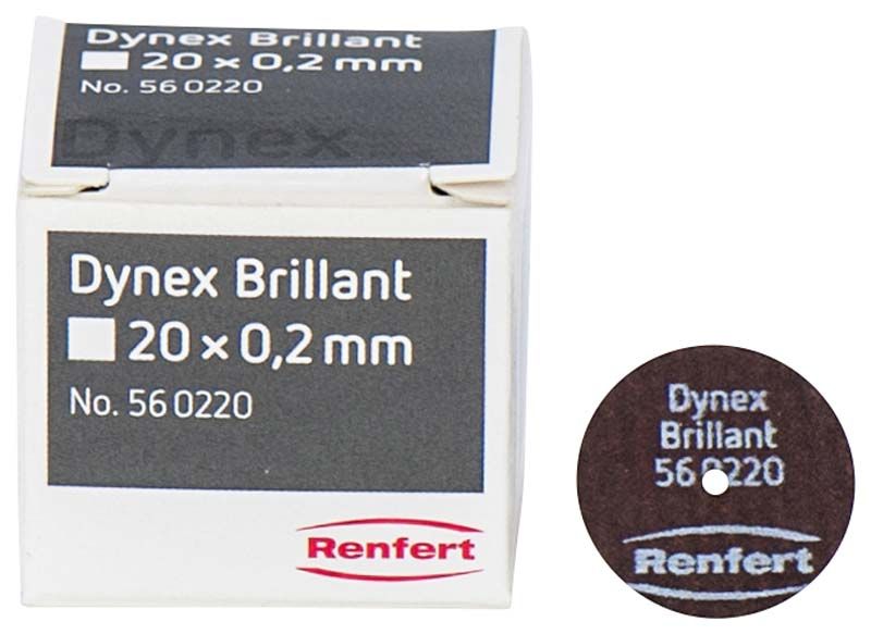 Dynex Brillant Diamantscheibe und Verpackung für dentalmedizinische Anwendungen.