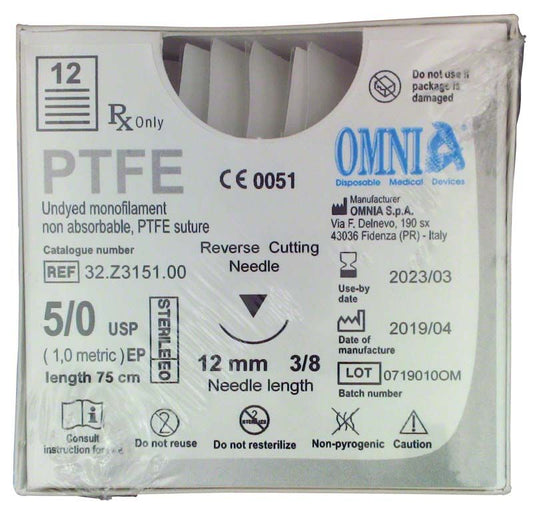 Image of PTFE Nahtmaterial 12 St. 5/0, 3/8 Kreis, 12mm