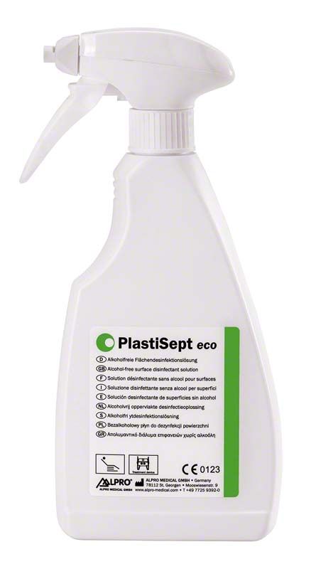 PlastiSept eco Desinfektionslösung in 0,5-Liter-Sprühflasche für Flächenreinigung.
