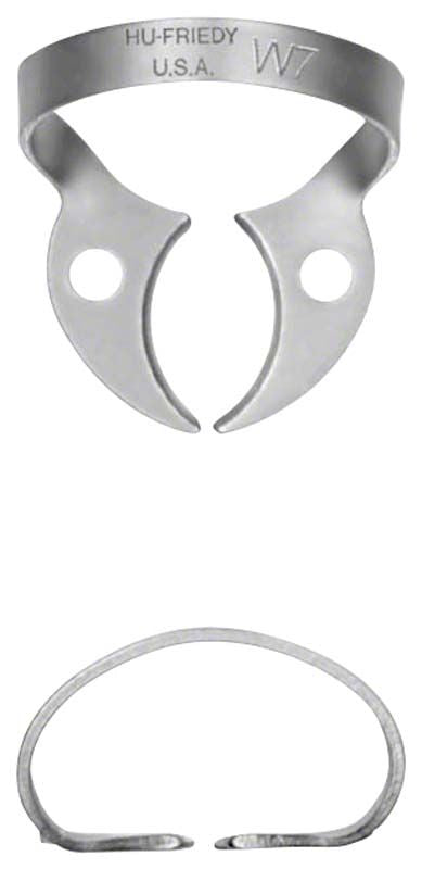 Kofferdam-Klammer Satin Steel Figur RDCMW7 aus Edelstahl.