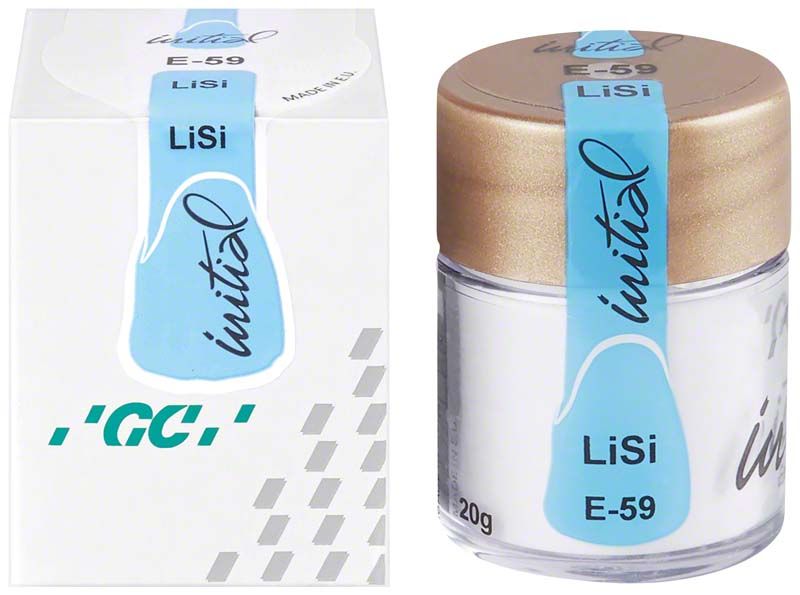 GC Initial LiSi Verblendkeramik E-59 in Originalverpackung und Behälter.