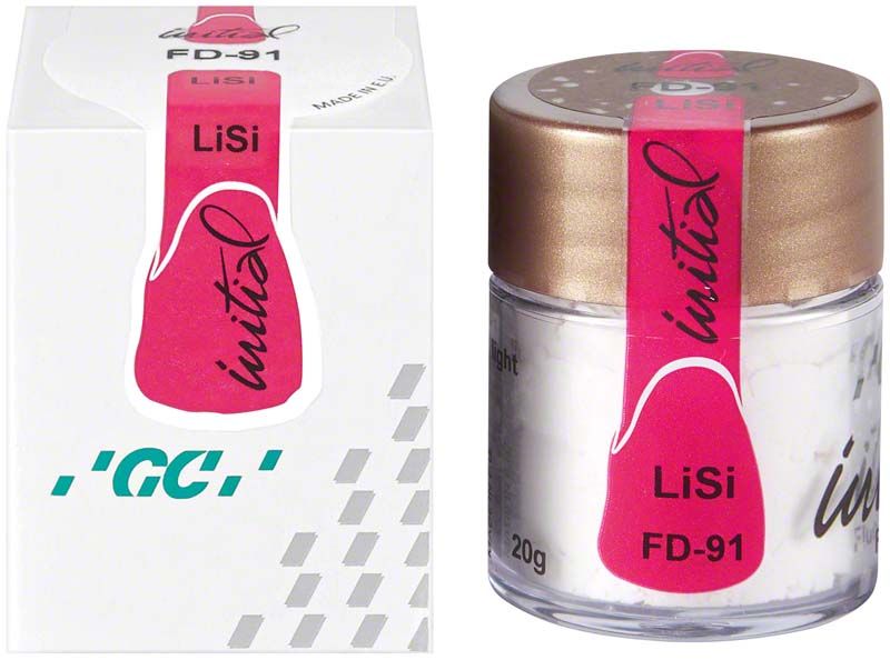 GC Initial LiSi Fluo-Dentin FD-91 im Glasbehälter mit Verpackung.