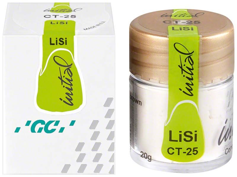 Zahntechnisches Produkt GC Initial LiSi Cervical-Transluzent CT-25 in Verpackung.