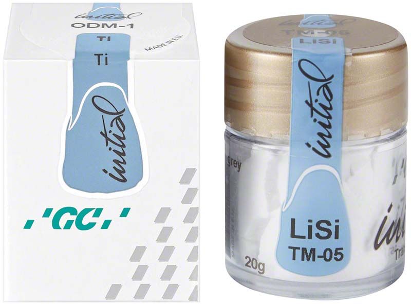 Transparenter dentaler Modifikator GC Initial LiSi TM-05 in Glasbehälter.