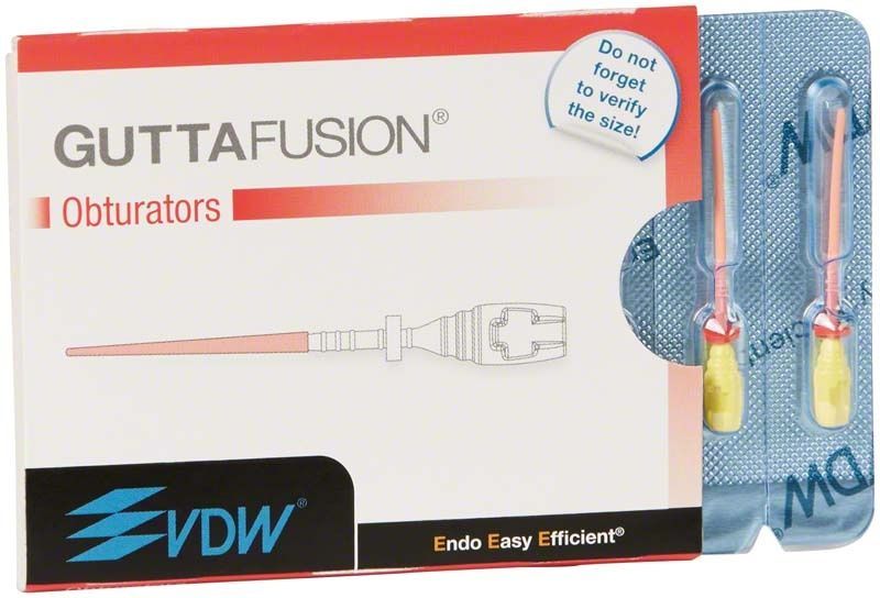 GUTTAFUSION® Obturatoren 6er Packung mit zwei sichtbaren Obturatoren.
