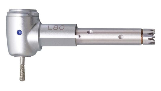 INTRA™ Kopf Typ L 80, silbernes Handstück für Zahnarztbohrer.