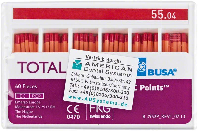 TotalFill BC Points Taper .04 Iso 055 in Verpackung mit 60 Stück.