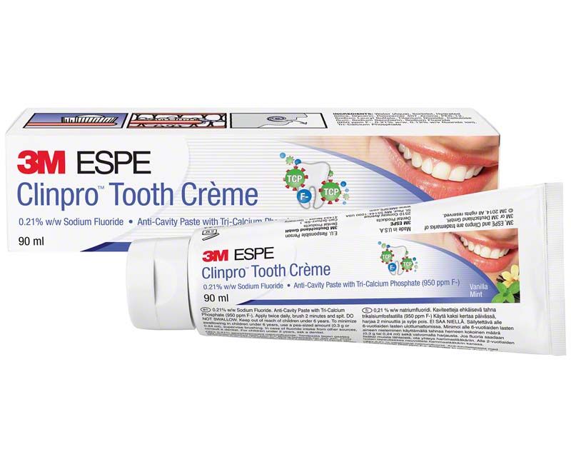 Clinpro™ Tooth Crème mit TCP in 90 ml Tube, Verpackungsansicht.