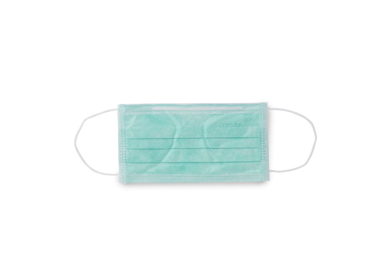 Monoart Mundschutz Protection 3-lagig mit Gummizug in Grün.