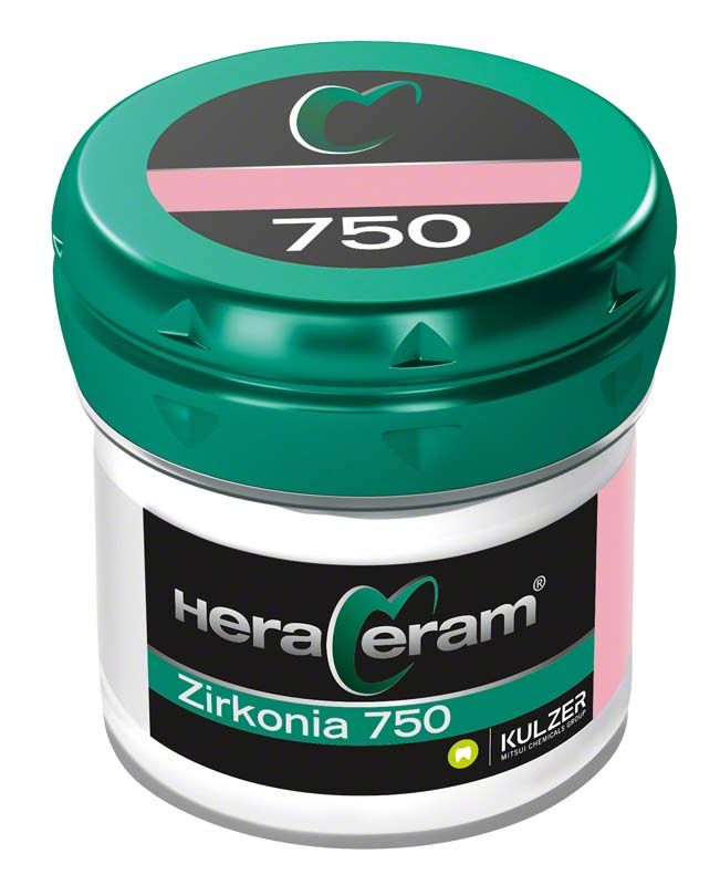 HeraCeram® Zirkonia 750 Gingiva G6 in grüner Kunststoffdose mit Etikett.
