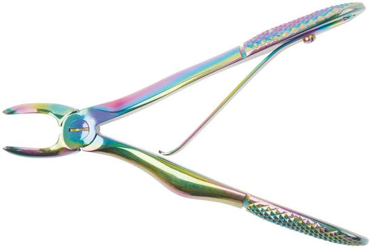 Kinderzahnzange Arquatus Line Fig. 2 für obere Prämolaren in Regenbogenfarbe.