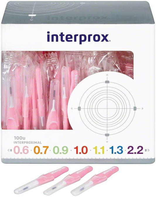 Interprox® Box nano rosa mit rosa Interdentalbürsten in Verpackung.