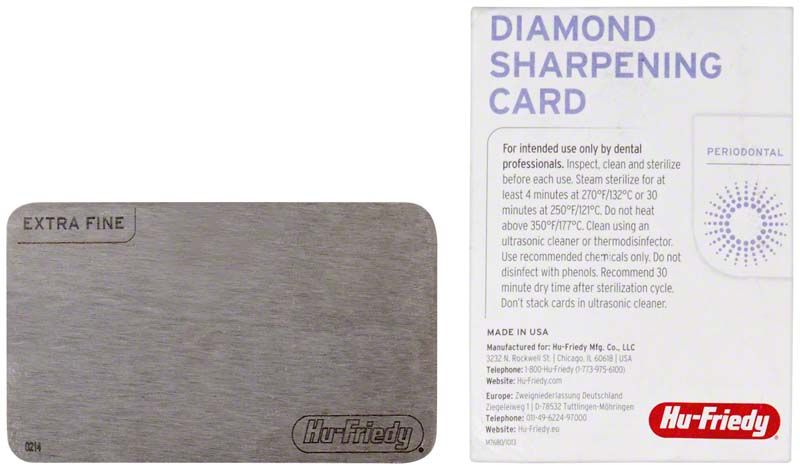 Diamantschärfkarte extrafein mit Verpackung von Hu-Friedy.