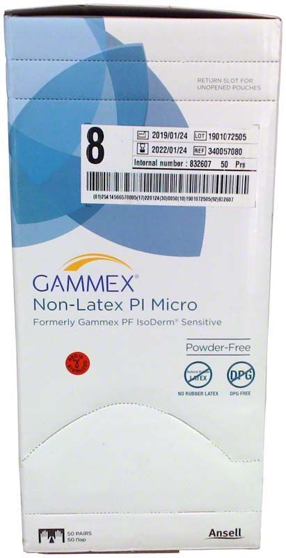 Gammex Non-Latex PI Micro Handschuhe Verpackung, puderfrei, Größe 5,5.
