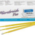 Microbrush Plus Applikatoren in gelb vor der Produktverpackung.