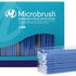 Microbrush Plus Applikatoren 400er, blau, in Verpackung und Spenderbox.