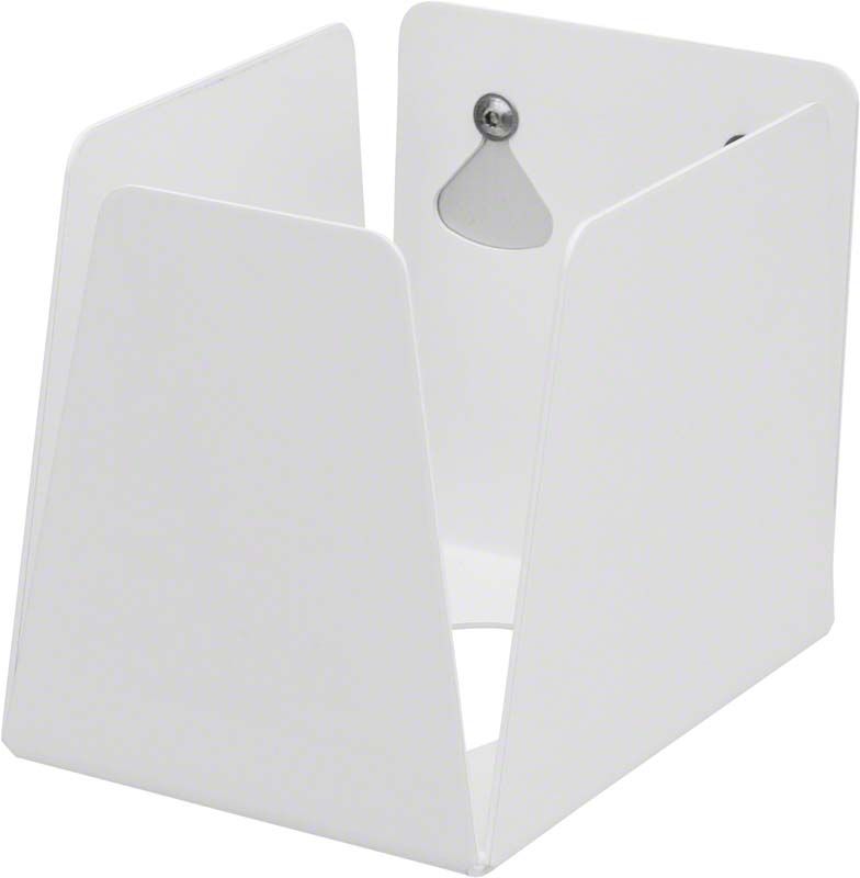 Handschuh Applikationshilfe aus weißem Kunststoff mit Halterungsstruktur.