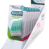 GUM® SOFT-PICKS® ADVANCED Display mit mehreren Packungen in einem Präsentationsständer.